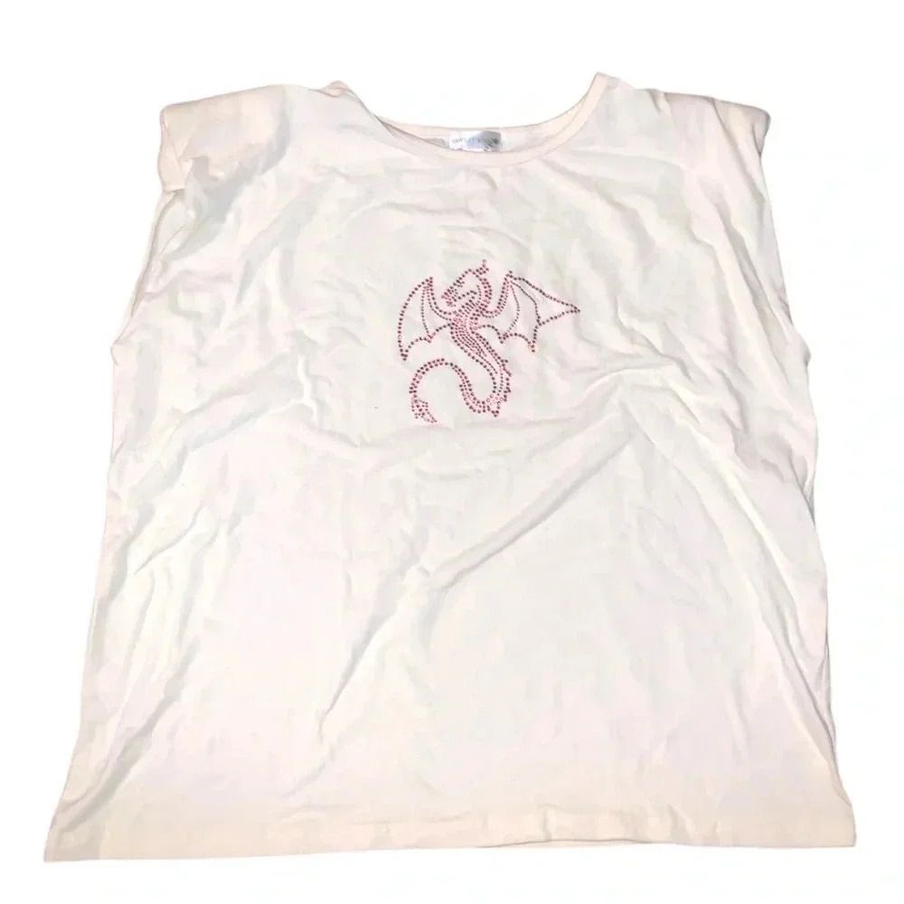 Vintage y2k style rhinestone Mcbling dragon top